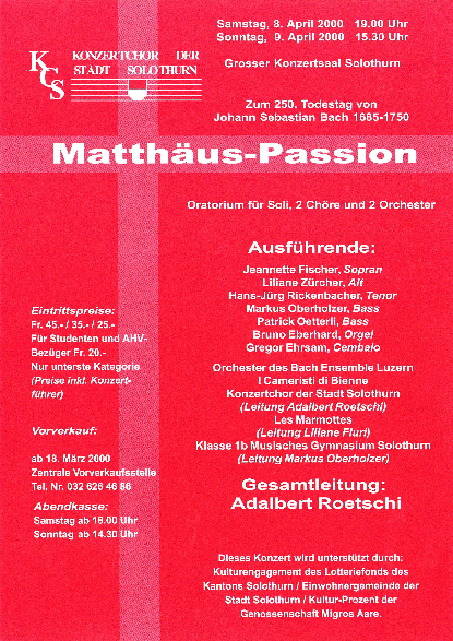MATTHÄUS-PASSION von Johann Sebastian Bach